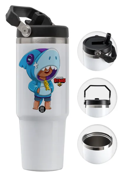 Brawl Stars Leon Shark — 30oz stainless Steel Tumbler with Handle