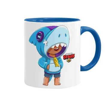Brawl Stars Leon Shark, Κούπα χρωματιστή μπλε, κεραμική, 330ml