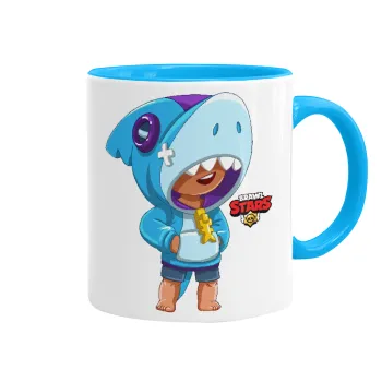 Brawl Stars Leon Shark, Κούπα χρωματιστή γαλάζια, κεραμική, 330ml