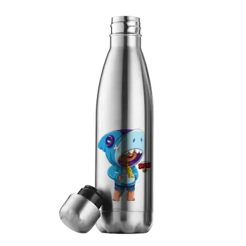 Brawl Stars Leon Shark, Μεταλλικό παγούρι θερμός Inox (Stainless steel), διπλού τοιχώματος, 500ml