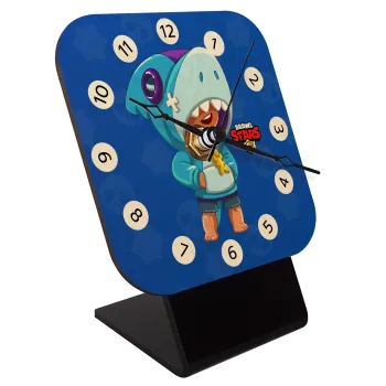 Brawl Stars Leon Shark, Quartz Table clock in natural wood (10cm)
