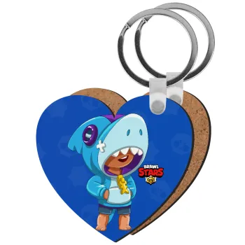 Brawl Stars Leon Shark, Μπρελόκ Ξύλινο καρδιά MDF