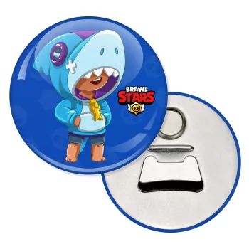 Brawl Stars Leon Shark, Μαγνητάκι και ανοιχτήρι μπύρας στρογγυλό διάστασης 5,9cm