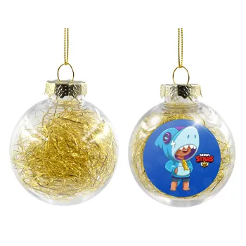 Brawl Stars Leon Shark, Transparent Christmas tree ball ornament with gold filling 8cm