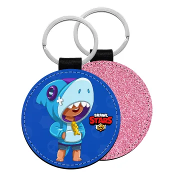 Brawl Stars Leon Shark, Μπρελόκ Δερματίνη, στρογγυλό ΡΟΖ (5cm)