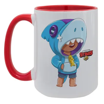Brawl Stars Leon Shark, Κούπα Mega 15oz, κεραμική Κόκκινη, 450ml