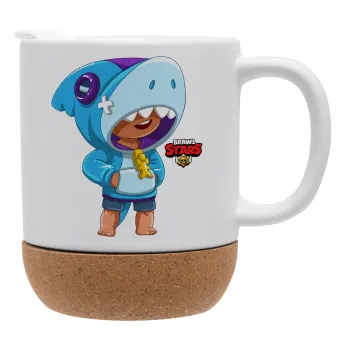Brawl Stars Leon Shark, Κούπα, κεραμική με βάση φελού και καπάκι (ΜΑΤ), 330ml