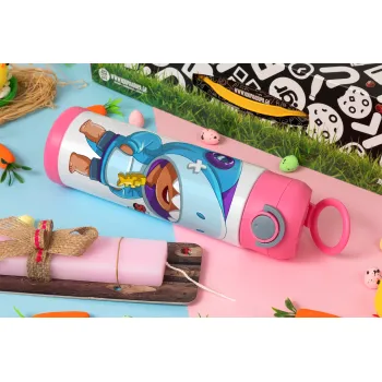 Brawl Stars Leon Shark, Easter candle, Childrens hot water bottle, stainless steel, with safety straw, PINK (500ml)