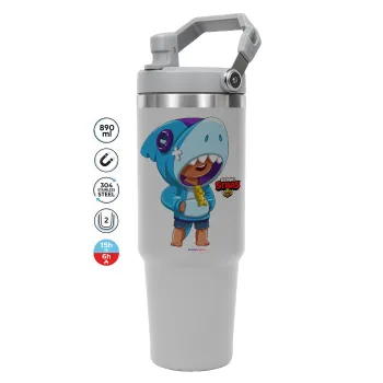 Brawl Stars Leon Shark, ΓΚΡΙ χρώματος Θερμός Ανοξείδωτο 890ml (30oz) με χερούλι