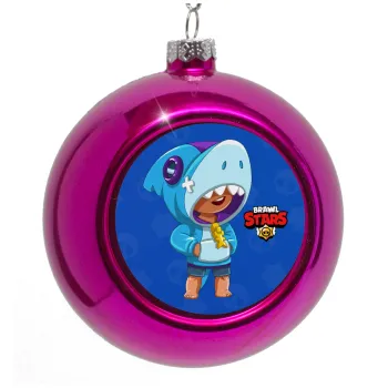 Brawl Stars Leon Shark, Στολίδι Χριστουγεννιάτικη μπάλα δένδρου Μωβ 8cm