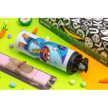 Brawl Stars Leon Shark, Easter candle,Travel Tumbler 2 Lids, with metal straw & cleaning brush & aromatic flat candle (30cm) (PINK)