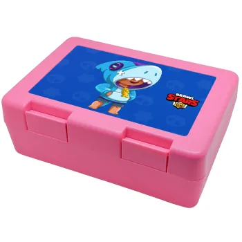 Brawl Stars Leon Shark, Παιδικό δοχείο κολατσιού ΡΟΖ 185x128x65mm (BPA free πλαστικό)