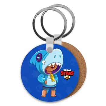 Brawl Stars Leon Shark, Μπρελόκ Ξύλινο στρογγυλό MDF Φ5cm