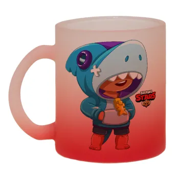 Brawl Stars Leon Shark, Κούπα γυάλινη δίχρωμη με βάση το κόκκινο ματ, 330ml