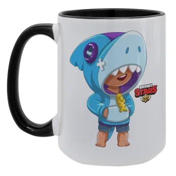 Brawl Stars Leon Shark, Κούπα Mega 15oz, κεραμική Μαύρη, 450ml
