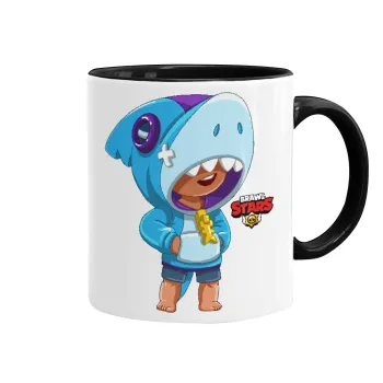 Brawl Stars Leon Shark, Mug colored black, ceramic, 330ml