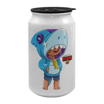 Brawl Stars Leon Shark, Κούπα ταξιδιού μεταλλική με καπάκι (tin-can) 500ml