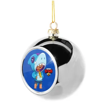 Brawl Stars Leon Shark, Silver 8cm Christmas tree ball ornament