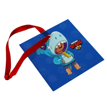 Brawl Stars Leon Shark, Christmas ornament, glass square ornament 9x9cm