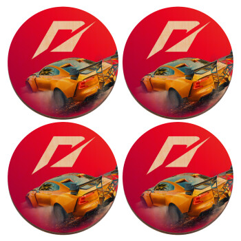 Need For Speed, ΣΕΤ x4 Σουβέρ ξύλινα στρογγυλά plywood (9cm)