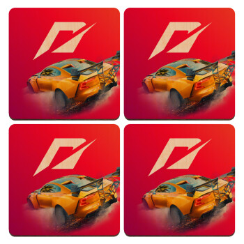Need For Speed, ΣΕΤ x4 Σουβέρ ξύλινα τετράγωνα plywood (9cm)