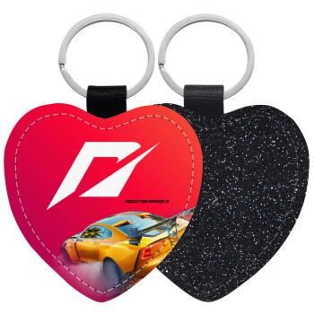 Need For Speed, Μπρελόκ PU δερμάτινο glitter καρδιά ΜΑΥΡΟ