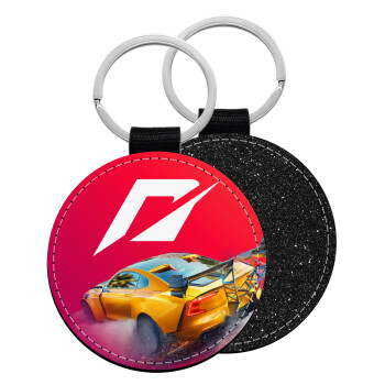 Need For Speed, Μπρελόκ Δερματίνη, στρογγυλό ΜΑΥΡΟ (5cm)