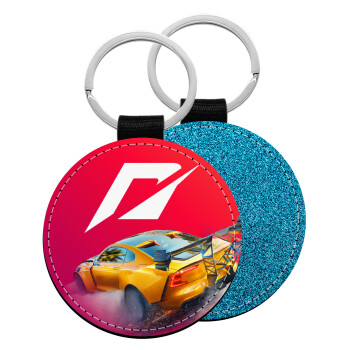 Need For Speed, Μπρελόκ Δερματίνη, στρογγυλό ΜΠΛΕ (5cm)