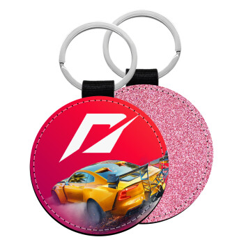 Need For Speed, Μπρελόκ Δερματίνη, στρογγυλό ΡΟΖ (5cm)