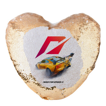 Need For Speed, Μαξιλάρι καναπέ καρδιά Μαγικό Χρυσό με πούλιες 40x40cm περιέχεται το  γέμισμα