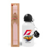 Easter Set, metallic aluminum bottle (500ml) & aromatic flat Easter candle (30cm) (PINK)
