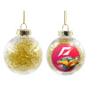 Transparent Christmas tree ball ornament with gold filling 8cm