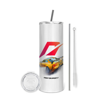 Need For Speed, Eco friendly ποτήρι θερμό (tumbler) από ανοξείδωτο ατσάλι 600ml, με μεταλλικό καλαμάκι & βούρτσα καθαρισμού