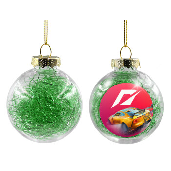 Need For Speed, Transparent Christmas tree ball ornament with green filling 8cm