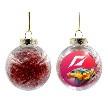 Need For Speed, Transparent Christmas tree ball ornament with red filling 8cm
