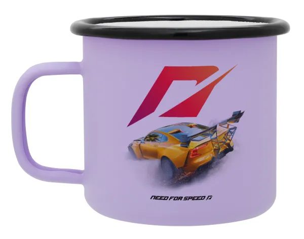 Need For Speed — Metal enamel mug, matte light pastel purple, 360ml