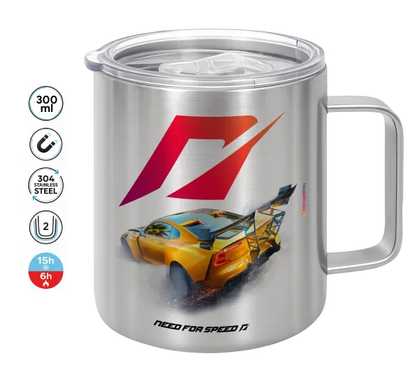 Need For Speed — Double-walled stainless steel mug 300ml with temperature-retaining lid