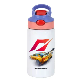 Need For Speed, Παιδικό παγούρι θερμό, ανοξείδωτο, με καλαμάκι ασφαλείας, ροζ/μωβ (350ml)