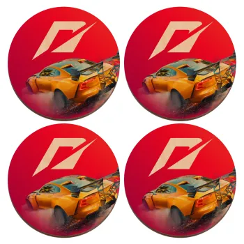Need For Speed, ΣΕΤ x4 Σουβέρ ξύλινα στρογγυλά plywood (9cm)