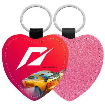 Need For Speed, Μπρελόκ PU δερμάτινο glitter καρδιά ΡΟΖ