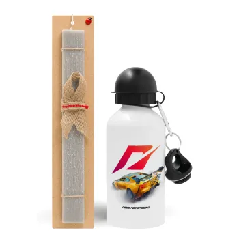 Need For Speed, Easter Set, metallic aluminum water bottle (500ml) & aromatic flat Easter candle (30cm) (GRAY)