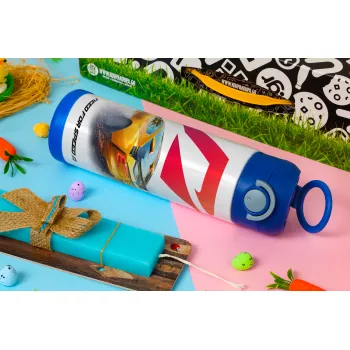 Need For Speed, Easter candle, Childrens hot water bottle, stainless steel, with safety straw, BLUE (500ml)