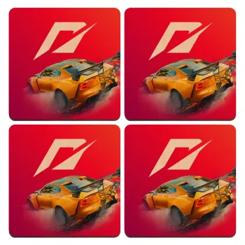 Need For Speed, ΣΕΤ x4 Σουβέρ ξύλινα τετράγωνα plywood (9cm)