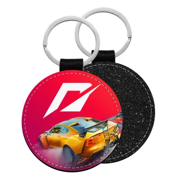 Need For Speed, Μπρελόκ Δερματίνη, στρογγυλό ΜΑΥΡΟ (5cm)