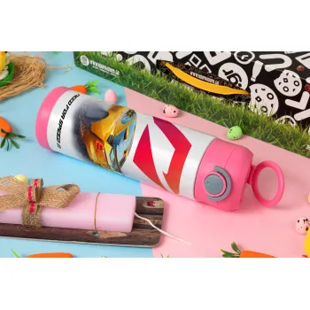 Need For Speed, Πασχαλινή Λαμπάδα με Παιδικό παγούρι θερμό, ανοξείδωτο, με καλαμάκι ασφαλείας, ΡΟΖ (500ml)