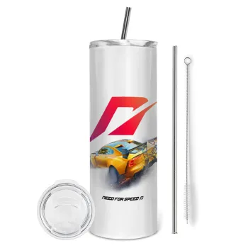Need For Speed, Tumbler ποτήρι θερμό από ανοξείδωτο ατσάλι 600ml, με μεταλλικό καλαμάκι & βούρτσα καθαρισμού