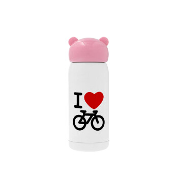 I love Bike, Pink stainless steel thermal flask, 320ml