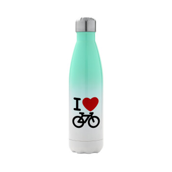 I love Bike, Metal mug thermos Green/White (Stainless steel), double wall, 500ml
