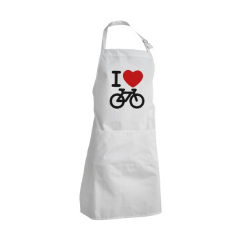 I love Bike, Adult Chef Apron (with sliders and 2 pockets)
