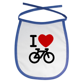I love Bike, Σαλιάρα μωρού αλέκιαστη με κορδόνι Μπλε